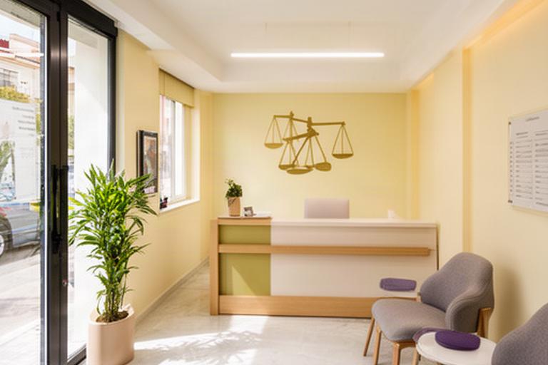 Entrada de un despacho jurídico en Algezares con recepción y luz natural