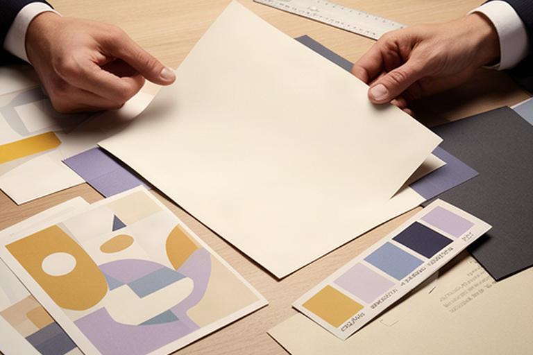 Detalle de manos trabajando sobre material editorial y elementos gráficos del despacho jurídico